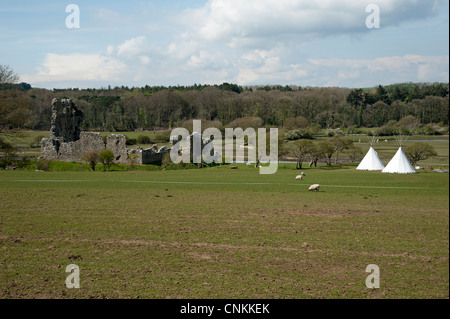 Tepees per una vacanza in campeggio a Ogmore Vale of Glamorgan South Wales UK Foto Stock