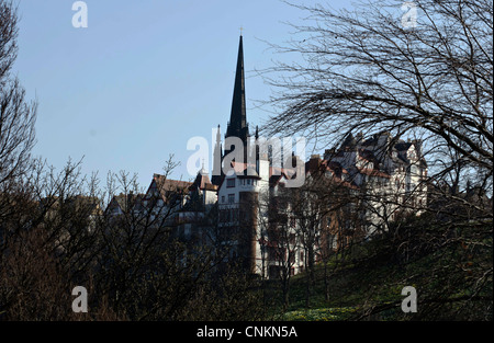 Ramsay Garden e il gruppo sale nel centro di Edimburgo, Scozia. Foto Stock