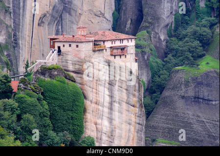 Monastero Roussanou, regione di Meteora, pianura della Tessaglia, Grecia Foto Stock