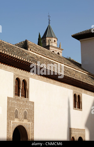 Patio de Arrayanes, Palacio de Comares, Nasrid palazzi, Alhambra, Sito Patrimonio Mondiale dell'UNESCO, Granada, Andalusia, Spagna, Europa Foto Stock