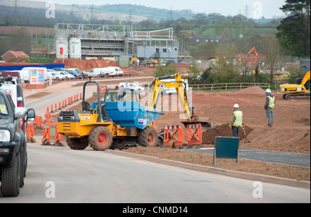 La costruzione di nuove case alla Cranbrook, il nuovo sviluppo di comunità a est di Exeter in East Devon Foto Stock