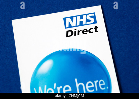 Scheda promozione pubblicitaria NHS Direct, la UK National Health Service del servizio online Foto Stock