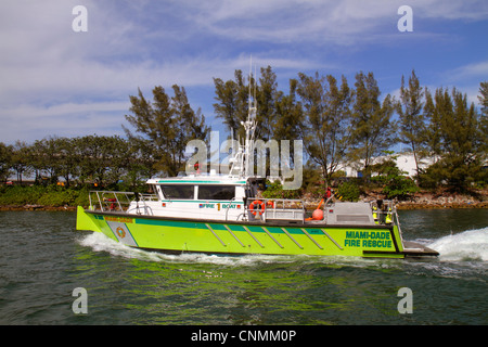 Miami Florida, Biscayne Bay, Miami Dade Fire Rescue Boat, Dodge Island, Water, FL120331268 Foto Stock