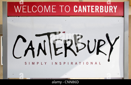 Benvenuti al segno di Canterbury a Canterbury West Station Foto Stock