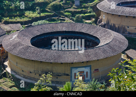 Chuxi Tulou Cluster, sito Patrimonio Mondiale dell'UNESCO, Yongding, Fujian, Cina Foto Stock