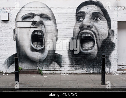 Arte di strada dall'artista ben lenta in Hanbury Street, Off Brick Lane, Londra, Inghilterra Foto Stock