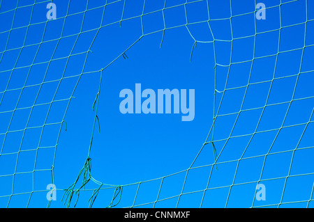 Close-up del foro in rete contro il cielo blu Foto Stock