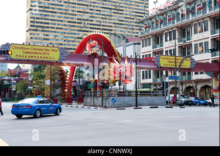 Chinatown Anno del Dragone Capodanno cinese 2012 segni e Dragon Singapore Malaysia Foto Stock