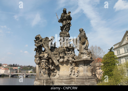 Statua sul Ponte Carlo a Praga. Foto Stock