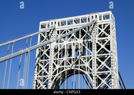 George Washington Bridge come visto da Fort Lee parco storico, Fort Lee, New Jersey, STATI UNITI D'AMERICA Foto Stock