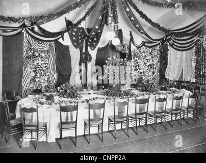 Il presidente William McKinley inaugurale di tavola di cena nel palazzo di pensione, Washington D.C. Marzo 4, 1897 Foto Stock