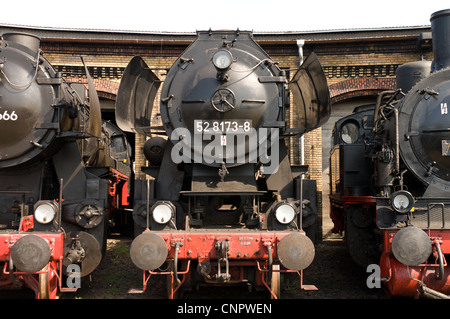 Locomotiva a vapore "Lokomotivfabrik Wien-Florisdorf Oesterreich" (centro) Foto Stock