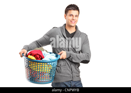 Biancheria sporca nel cesto di biancheria Foto stock - Alamy