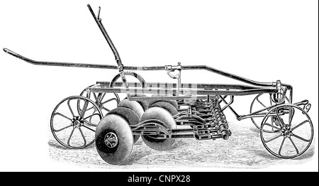 Coltivatore-hiller per patate. Pubblicazione del libro "eyers Konversations-Lexikon", volume 7, Lipsia, Germania, 1910 Foto Stock