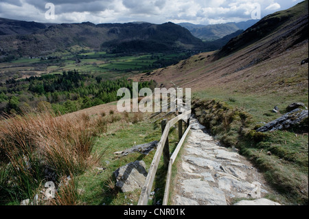 Fotografia scattata mentre Catbells discendente, vicino Derwentwater, Cumbria, nel Lake District inglese. Foto Stock