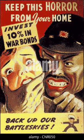 Una raccolta di manifesti propagandistici della seconda guerra mondiale che riflettono gli sforzi nazionali nel sostenere la guerra. Questi manifesti sono stati utilizzati per aumentare il morale, reclutare personale militare e incoraggiare i contributi civili allo sforzo bellico. Foto Stock