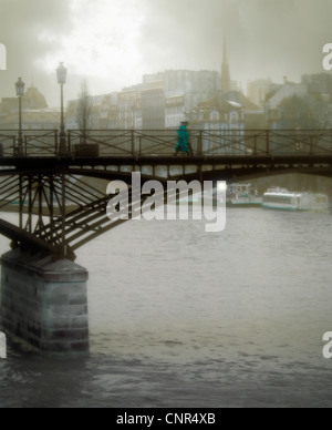 Francia, Parigi, la Senna e Pont des Arts Bridge Foto Stock