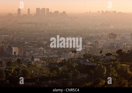 Panoramica di Hollywood a Century City e Santa Monica in distanza, Los Angeles, California, Stati Uniti d'America Foto Stock