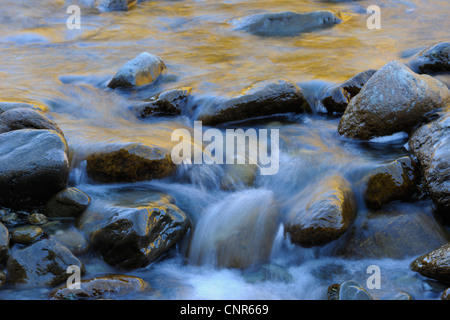 Acqua e rocce, Fluela Pass, Susch del Cantone dei Grigioni, Svizzera Foto Stock