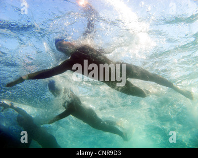 Triathlon nuotatori sott'acqua Foto Stock
