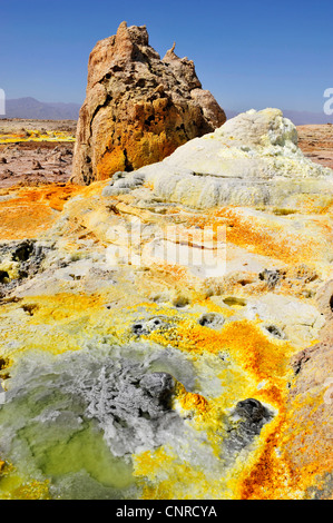 Dallol, paesaggio vulcanico nella depressione di Danakil, Etiopia, Danakil senke Foto Stock