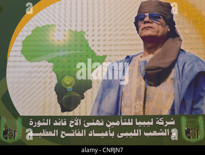 Gheddafi sul poster, Tripoli , Libia Foto Stock