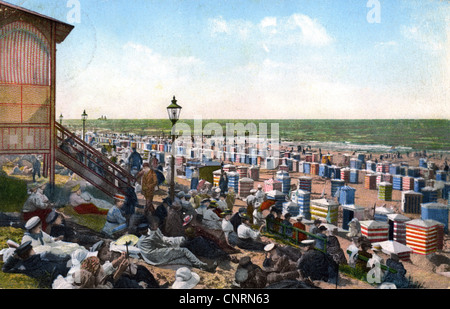 Bagni, spiaggia, Borkum, Isole Frisone Orientali, al padiglione musicale, cartolina fotografica, circa 1910, diritti aggiuntivi-clearences-non disponibile Foto Stock