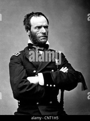 Restaurata digitalmente il vettore ritratto del Generale William Tecumseh Sherman, una guerra civile americana eroe. Foto Stock