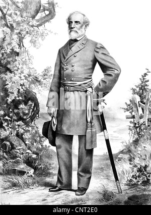 Restaurata digitalmente la guerra civile illustrazione del generale Robert E. Lee. Foto Stock