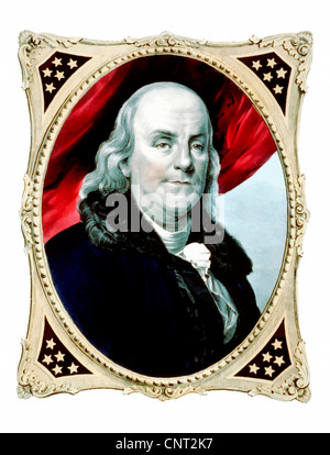 Restaurata digitalmente pittura vettoriale del Padre Fondatore e American Patriot, Benjamin Franklin. Foto Stock