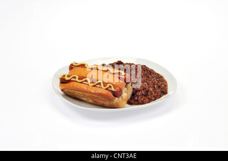 Hot Dogs e Boston fagioli al forno Foto Stock