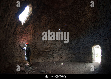 Carbone forno Nevada mining carbone forno fuoco forno antico in pietra della camera Foto Stock