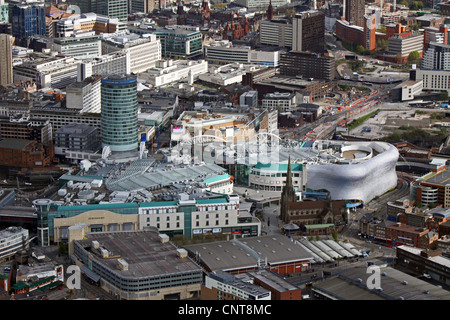Vista aerea del Bullring, da Selfridges e Debenhams nel centro della città di Birmingham Foto Stock