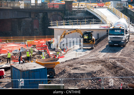 Greengate sfera pubblica sviluppo sotto costruzione, Chapel Street, Salford, Manchester, Inghilterra, Regno Unito. Foto Stock
