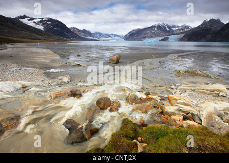 Fiordo di Sermiligaq e Kaerale ghiacciaio, Groenlandia, Ammassalik, est della Groenlandia, Sermiligaq Foto Stock
