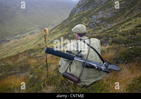 Stalker camminare su un prato di montagna, Regno Unito, Scozia, Sutherland, Alladale deserto riserva Foto Stock