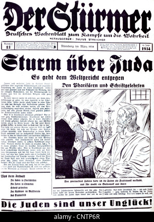 Nazional socialismo / nazismo, propaganda, stampa / media, 'der Stuermer', Norimberga, marzo 1934, titolo: 'Storms su Giuda', caricatura: 'Ai farisei e agli scribi', diritti aggiuntivi-clearences-non disponibile Foto Stock