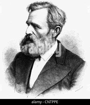 Lessing, Carl Friedrich, 15.2. 1808 - 4.6.1880, pittore tedesco, ritratto, incisione in legno di Adolf Neumann (1825 - 1884), Foto Stock