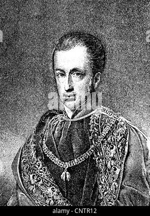 Ferdinando i, 19.4.1793 - 29.6.1875, Imperatore d'Austria 2.3.1835 - 2.12.1848, ritratto, incisione in legno, 19th secolo, Foto Stock
