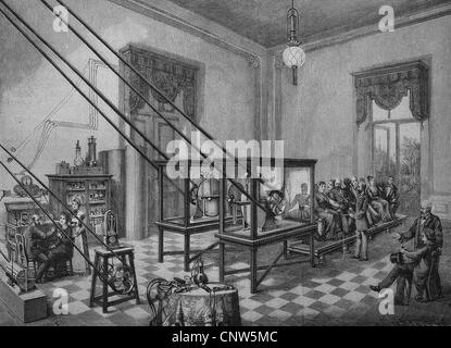 Trattamento medico nel trattamento terapeutico armadio elettrico di Charcot Jean-Martin, 1825 - 1893, un neurologo francese, all'Salpet Foto Stock