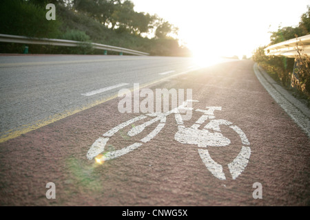 Escursioni in bicicletta,sicurezza,lane impostazione sun open road sano esercizio. Foto Stock