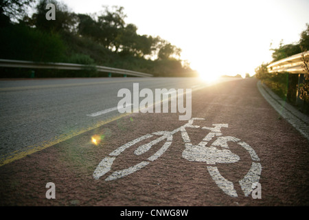 Escursioni in bicicletta,sicurezza,lane impostazione sun open road sano esercizio. Foto Stock