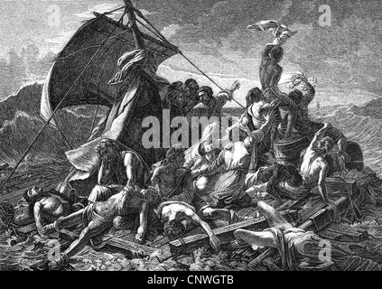 Trasporti / trasporto, navigazione, disastro, marinai naufragati, 'la zattera della Medusa', incisione in legno dopo la pittura di Theodore Gericault (1791 - 1824), diritti-aggiuntivi-clearences-non disponibili Foto Stock