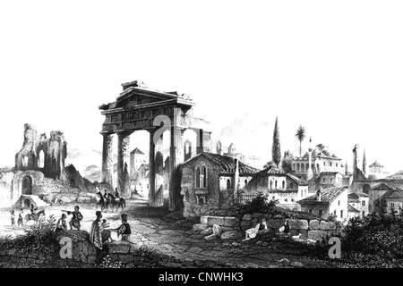 Geografia / viaggi, Grecia, Atene, agora, visualizzare incisione su rame di J. H. de Kulps dopo Wolfenberger, circa 1850, artista del diritto d'autore non deve essere cancellata Foto Stock