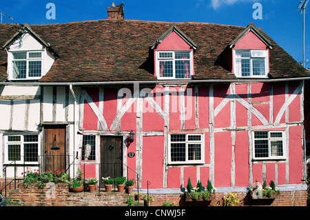 Inghilterra, Constable Country, Suffolk, Lavenham, case con travi di legno Foto Stock