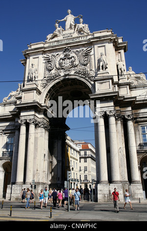 La Rua Augusta Arch, Praça do Comércio, Lisbona, Portogallo Foto Stock