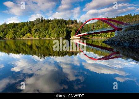 Lago Bleiloch, ponte di Burgk, Germania, Thueringen, Bleiloch-Talsperre Foto Stock