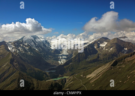 Grossglockner, ghiacciaio Pasterze, Sandersee, Lago Margaritze, alta montagna alpina Road, Austria Foto Stock