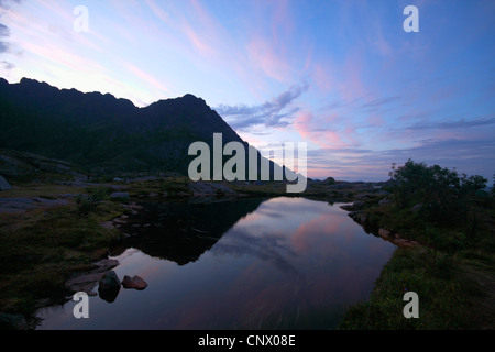 Atmosfera serale a , Norvegia, Isole Lofoten Moskenesy, A i Lofoten Foto Stock