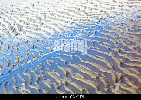 Strutture in sabbia bagnata di Strathy Bay, Regno Unito, Scozia, Sutherland Foto Stock